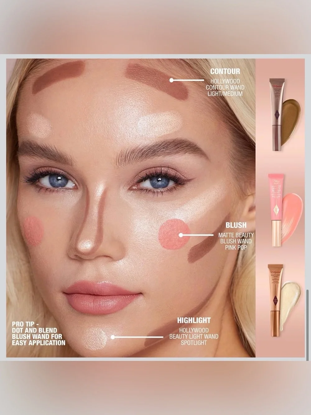 Charlotte Tilbury Pillow Talk Matte Liquid Blush Wand- Dusty Pink NEW .4 Fl oz